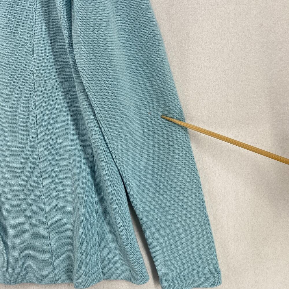 EILEEN FISHER Cardigan S Silk Organic Cotton Interlock Blazer Open Front Blue - Picture 13 of 15